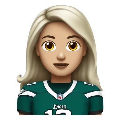  white brunette female wearing a philadelphia eagles jersey sticker