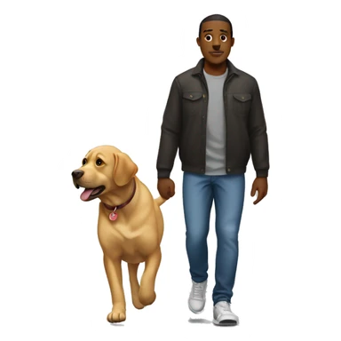 Plump black man walking labrador sticker