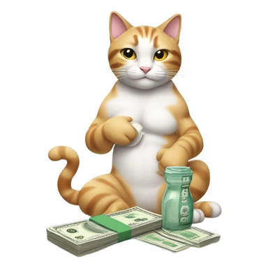 Cat flexing money and milk  sticker