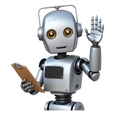 helpful robot with clipboard sticker