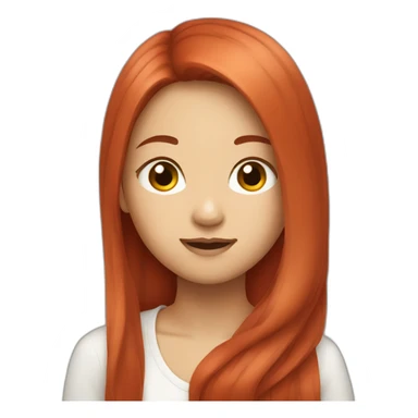 Asian girl with long red hair sticker
