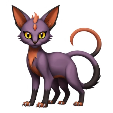 Black edgy Noivern-Purloin-Torracat-Sphynx-Lykoi-Caracal-cat-Fakemon-fusion-hybrid-creature sticker