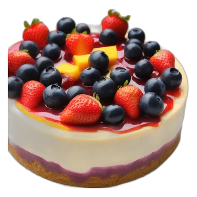 No bake cheesecake topped with 3 jams strawberry , blueberry and mango  sticker