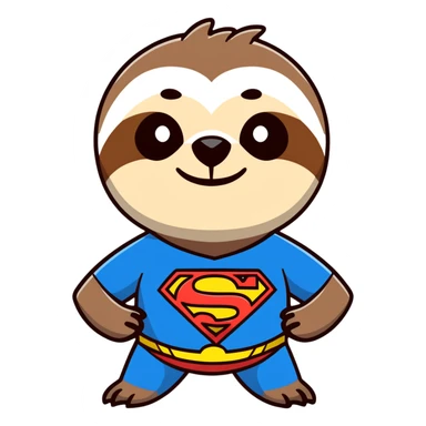 Sloth from The Goonies movie with deformed face and superman t-shirt sticker