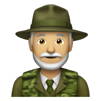 Hombre viejo pelo largo y con traje de camuflaje de hojas del ark sticker