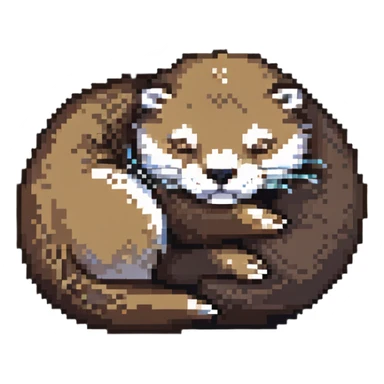 sleeping otter curled up sticker
