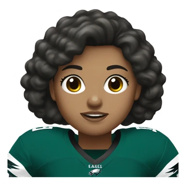  White female dark hair wearing Philadelphia Eagles jersey sticker