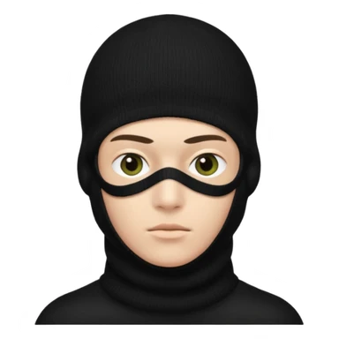 Un joven con un pasamontañas negro que solo le deje ver los ojos y cejas sticker