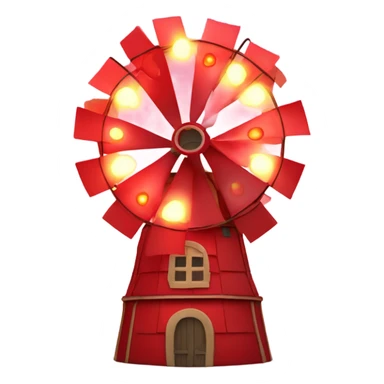 The moulin rouge cabaret in Paris. It’s a red 4-winged windmill with a red base and cabaret lights  sticker