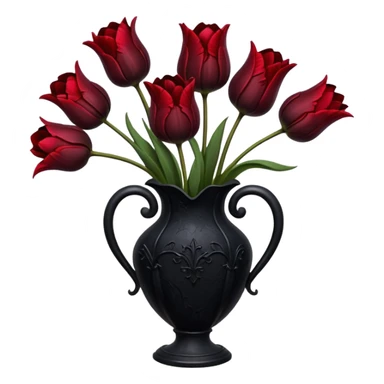 goth tulip bouquet, wilted flowers, gothic vase sticker
