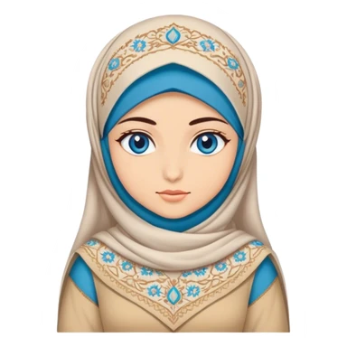 Turkish beautiful finish Konya girl blue eyes with hijab and ottoman dress sticker