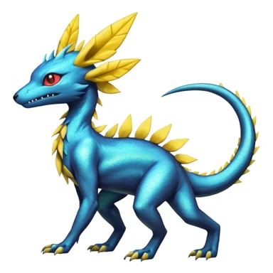 Shiny Iridescent Helioptile-Salandit-Jolteon-Fakémon-hybrid-creature (full body)  sticker