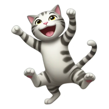 cat dancing happily in the garden sticker