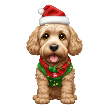 cockapoo wearing a Christmas outfit sticker