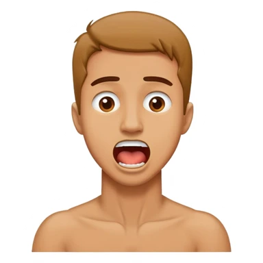 Man with his mouth open grabbing his neck sticker