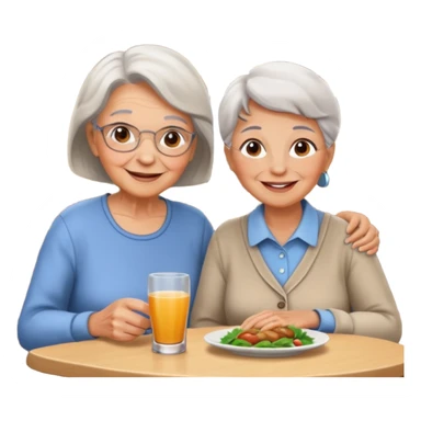 conversación dentro de un restaurant  dos personas y una de las persoans sea una abuela sticker