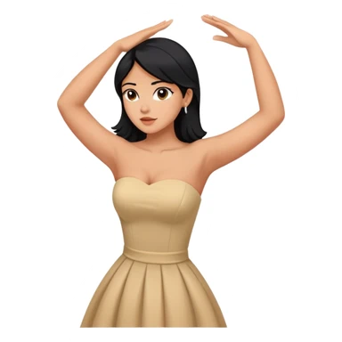 Black hair Latina girl back looking away dress strapless arms up sticker
