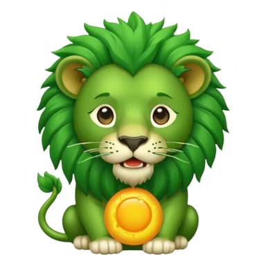 Majestic green lion eating sun sticker