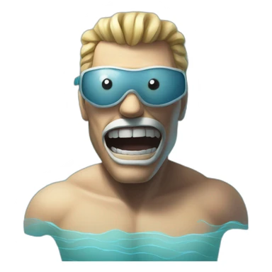 Swimming pool with a scary guy inside sticker