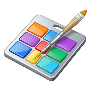 emoji of a paintbrush merging with a computer chip sticker