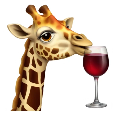 French giraffe holding red wineglass sticker