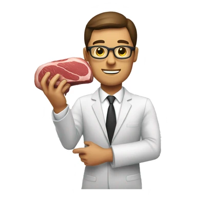 a businessman holding a steak in his hand. (he's a stakeholder) sticker