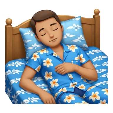 Guy wearing blue Hawaiian shirt sleeping alone sticker