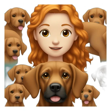 ginger-girl-with-brown-eyes-wearing-teal-and-her-black-labrador sticker