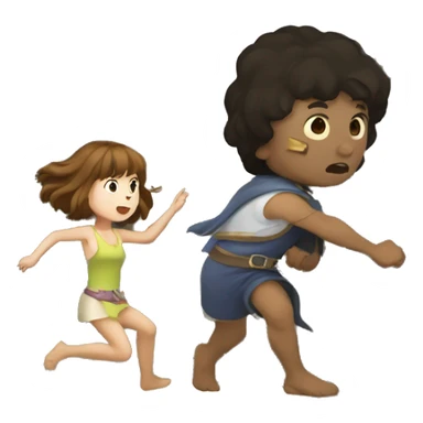 A time traveler fighting Morlocks with a little girl underground sticker