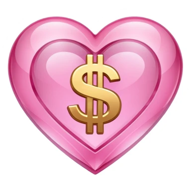 Pink heart shaped crystal with a $ carved in the center of the crystal. sticker