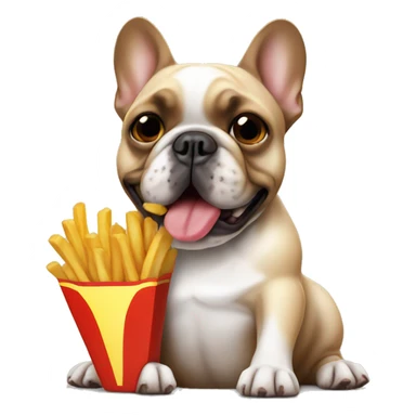 French bulldog eating French fries sticker