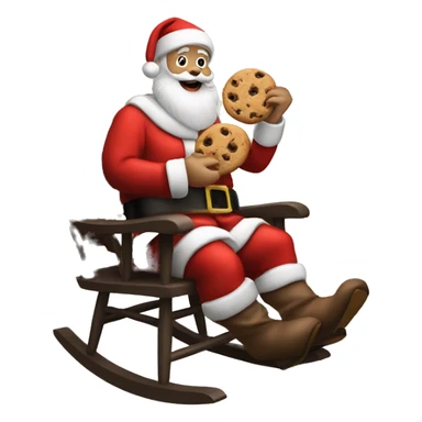 Santa claus eating cookies in a rocking chair sticker