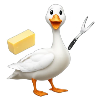 white goose with butter knife sticker