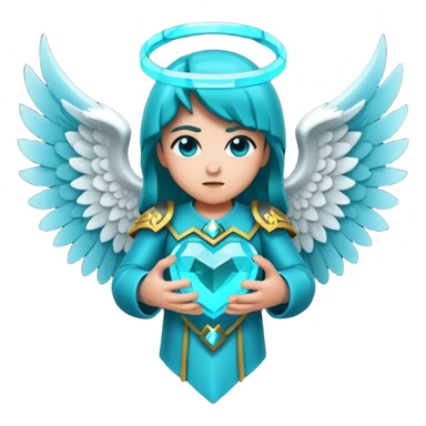 Dark Cyan angel heart with minecraft warden soul sticker