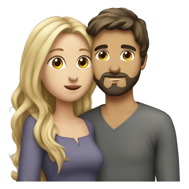 Brunette guy with beard kissing blond girl with long hair sticker