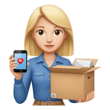 Une femme blonde un téléphone et un carton  sticker