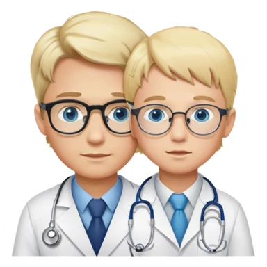 doctor injecting blonde boy with glasses blue eyes  sticker