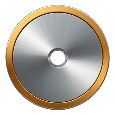 metallic disc emoji, brushed chrome surface, clean geometry, futuristic minimal 3D style, isolated on white sticker