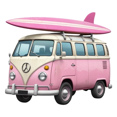 pink van with a surf board on it sticker