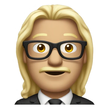 Man with long blonde hair, black glasses and smoking a cigar sticker