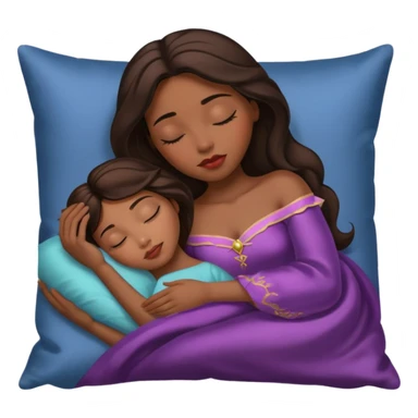 sleeping beauty brunette black girl with a silk pillow sticker
