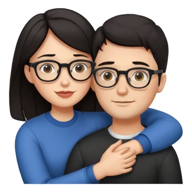 dark haired man with glasses hugging dark long haired woman with glasses sticker