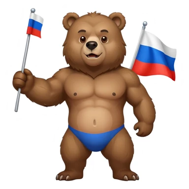 Russian  bear with a Russian flag sticker