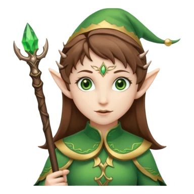 elf with staff brown hair sticker