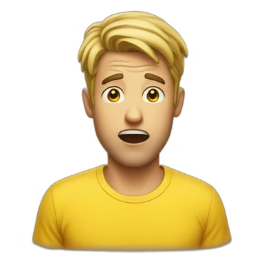 guy in a yellow t-Shirt is shocked sticker