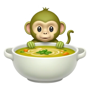 Green monkey in bowl of soup sticker