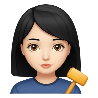 chica con pelo  negro y media melena y ojos castaños sticker