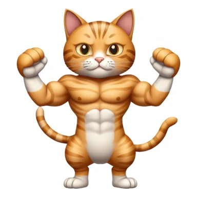 Muscular Cat with a 10 pack sticker