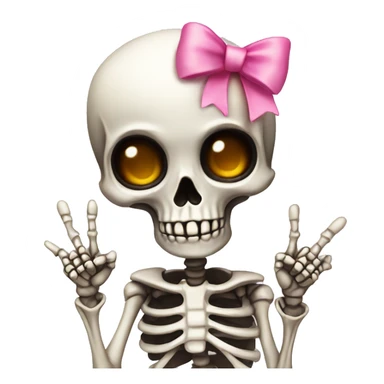 Cute skeleton w pink bow on head w middle finger  sticker