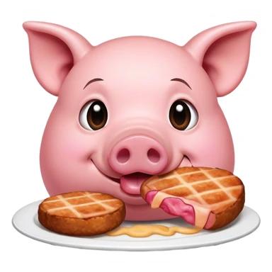 pig is eating cutlets  sticker
